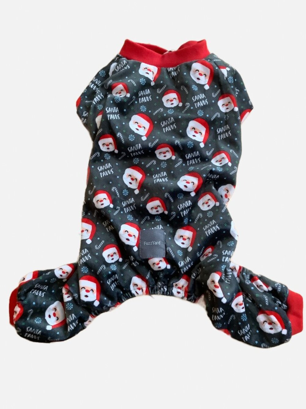 FuzzYard Santa Paws Holiday Dog Pajamas Small Gray Red Size 2